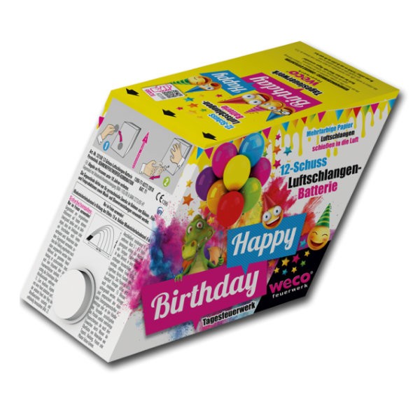 Happy Birthday - Luftschlangen Batterie